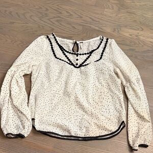 Free People Black and White Dotted Blouse